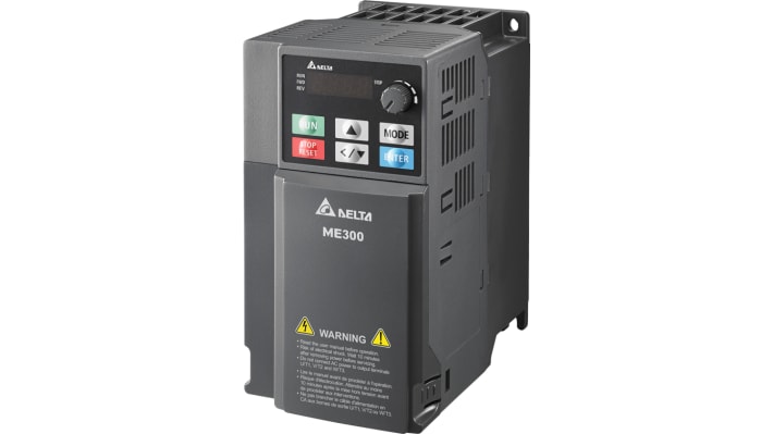 Inverter monofase Delta Electronics VFD11AME21AFSAA, potenza 2,2 kW, corrente 11 A, frequenza 0-599 Hz, IP20.