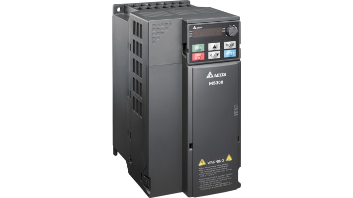 Inverter Delta Electronics VFD13AMS43AFSAA, 5,5 kW, 460V, 3 fasi, IP20, Modbus RS485, ideale per applicazioni industriali.