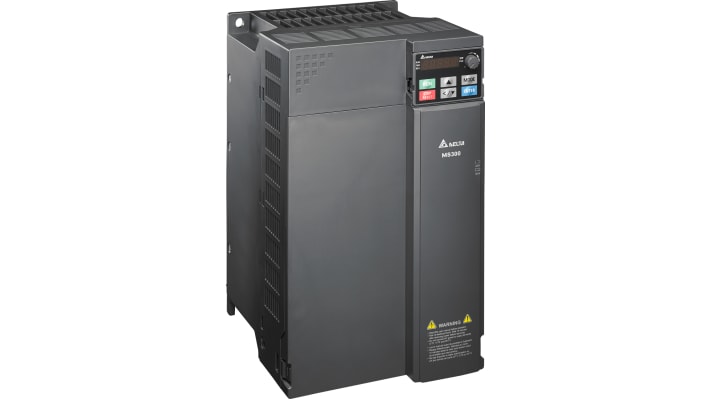 Inverter Delta Electronics VFD38AMS43AFSAA 18 kW 460V 3 fasi IP20 0-599Hz per applicazioni industriali. Interfaccia intuitiva e filtro EMI integrato.