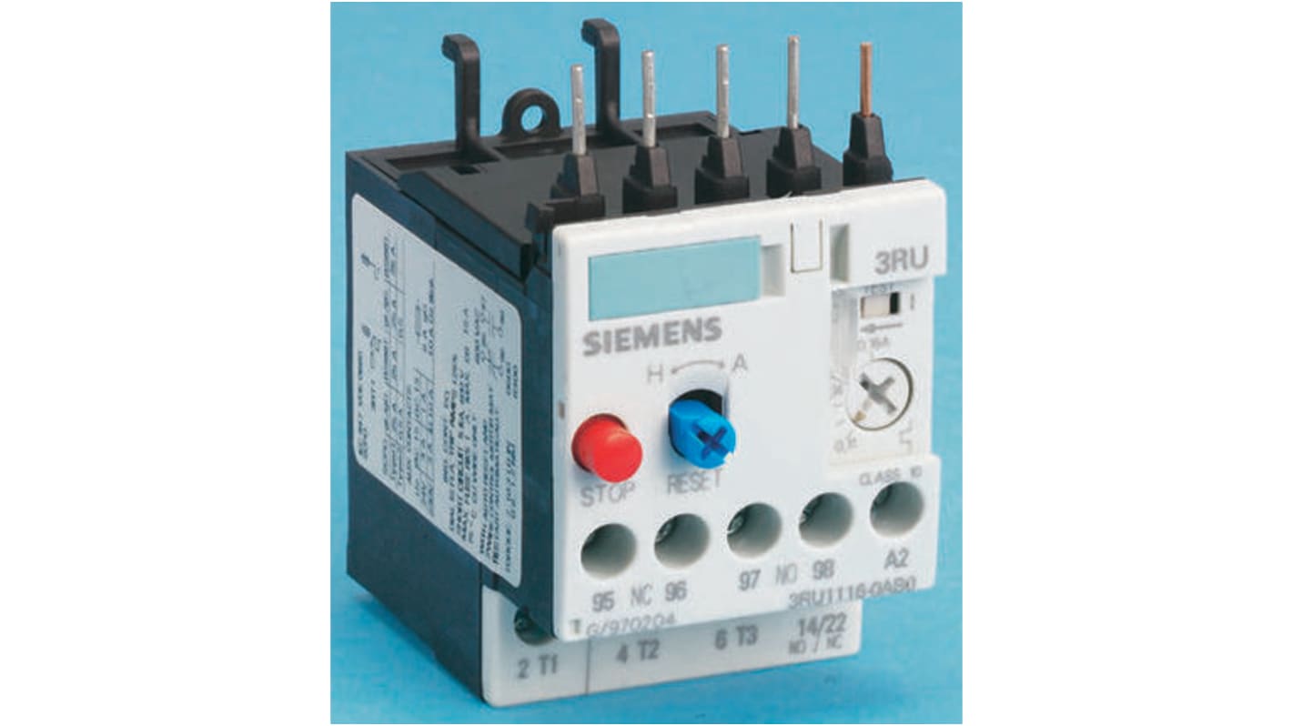 Relè di sovraccarico Siemens 3RU1136-4HB0, 1 NO + 1 NC, carico FLC 40-50 A, dimensioni 55x105x118 mm, serie SIRIUS Classic.