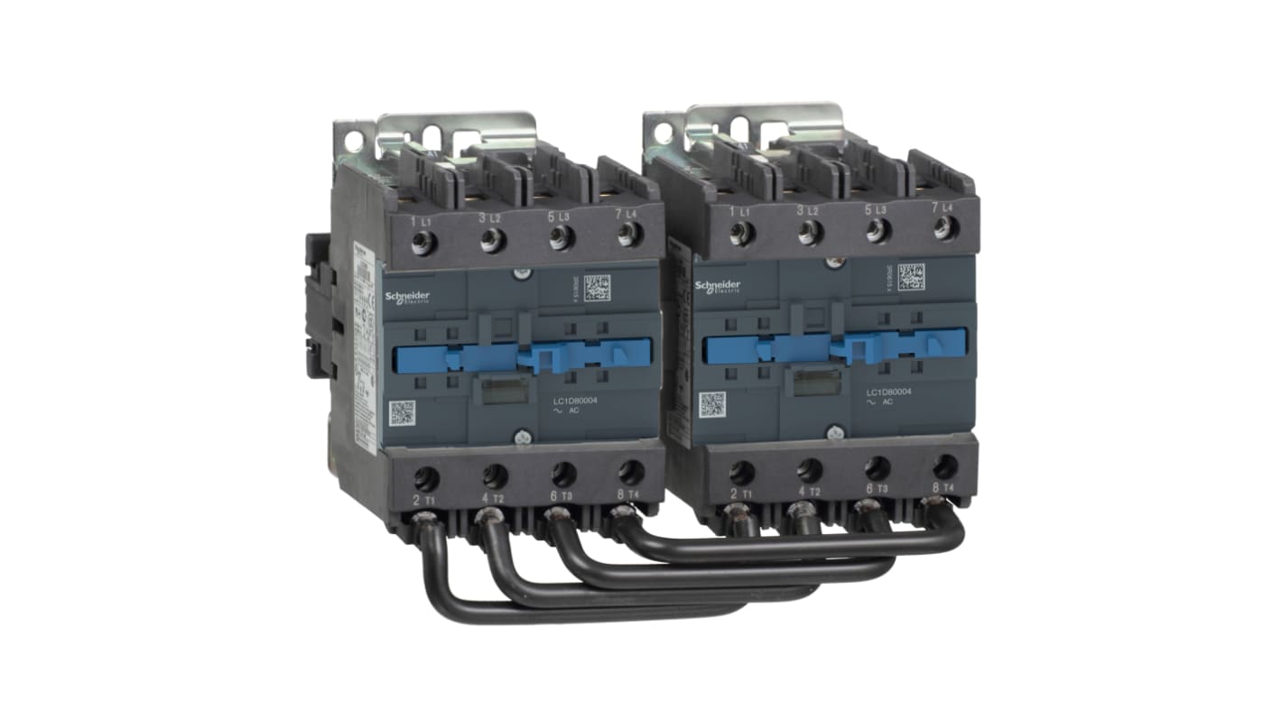 Contattore Schneider Electric LC2D80004P7, 3 poli, 125 A, 230 V c.a., IP20, per applicazioni industriali.