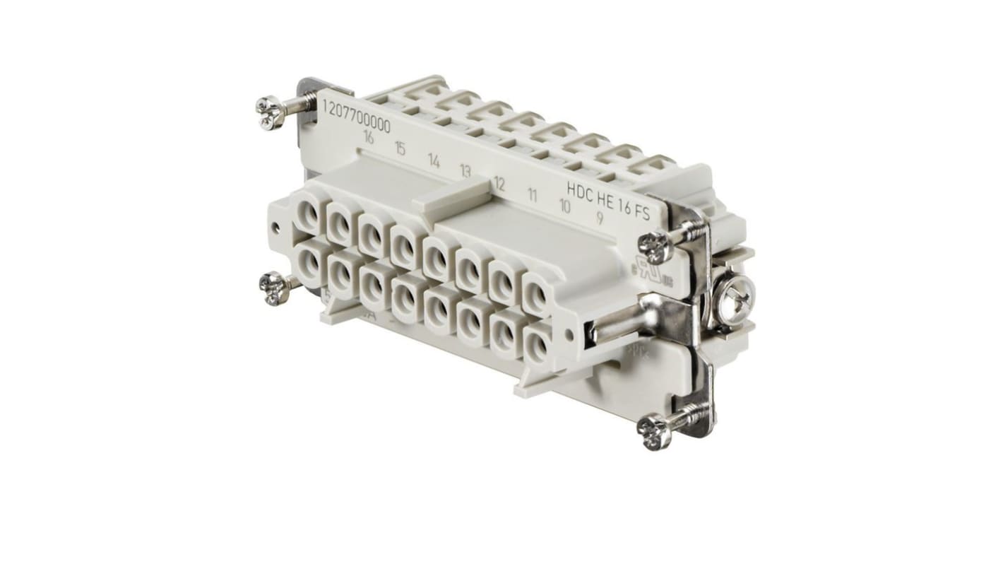 Weidmüller - 1207700000 Inserto connettore femmina serie HE 16A 16 poli per collegamenti a vite sicuri e affidabili.