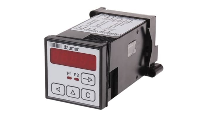 Contatore ore LED Baumer NE216.013AX01, 5 cifre, montaggio a pannello, 48 mm x 48 mm, alimentazione 12-30 V c.c.
