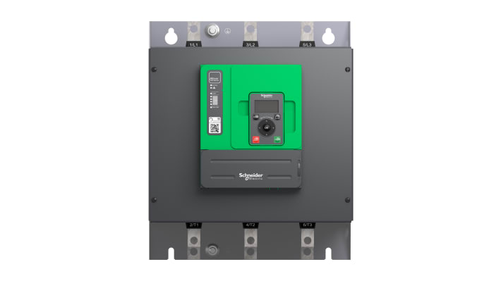 Avviatore soft-start Schneider Electric ATS480C21Y, tensione 208-690 V, corrente 210 A, progettato per applicazioni industriali.