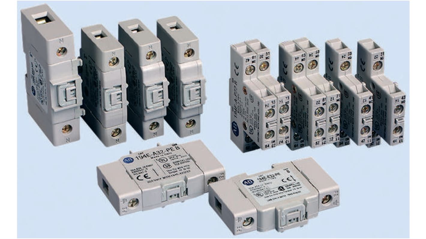 Allen Bradley 194E-E-P11, modulo contatti ausiliari 2 contatti, 1 N/C + 1 N/A, montaggio laterale, tensione 17 V c.c.