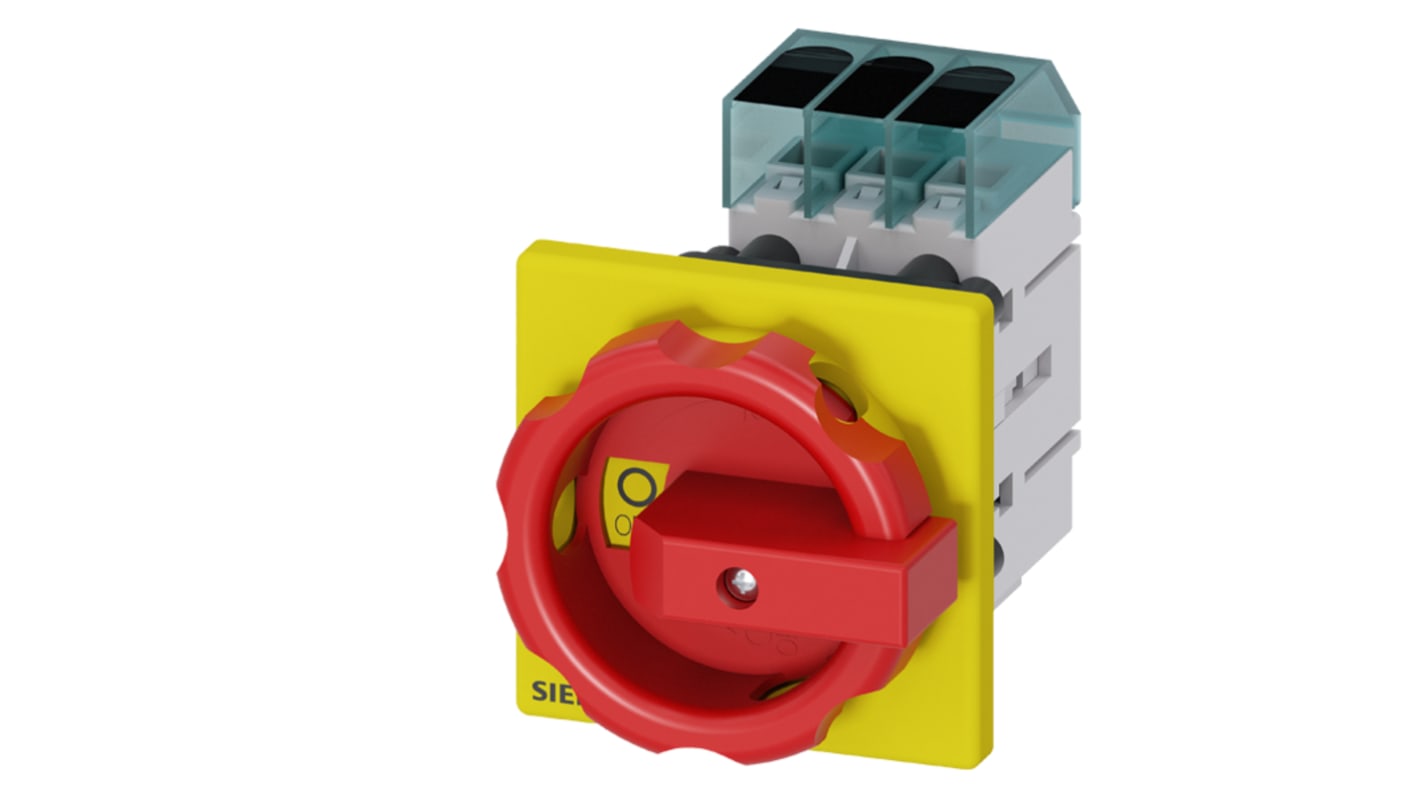 Interruttore di isolamento Siemens 3LD3454-0TK53, 3 poli, 63A, montaggio su guida DIN, grado di protezione IP65.