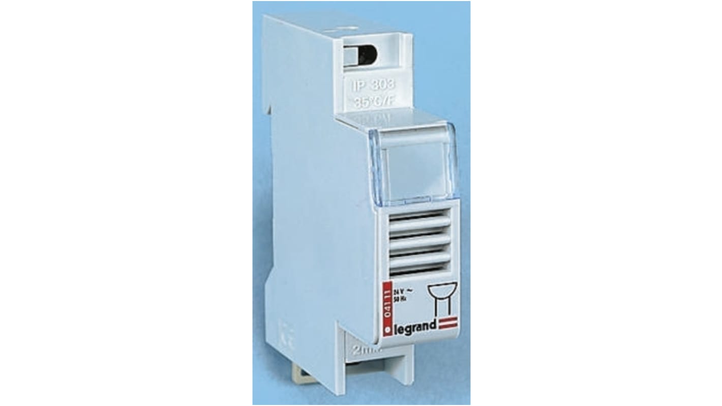 Cicalino Legrand 0 041 11 per guida DIN, alimentazione 24 V c.a., segnalazione acustica 75 dB, connessioni a vite.