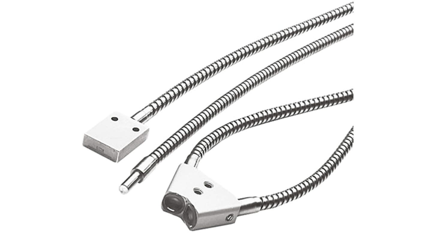 Cavo Sick LIST32900 per sensore in fibra ottica WLL260, con rivestimento in acciaio inox e uscita PNP a collettore aperto, montaggio senza utensili.