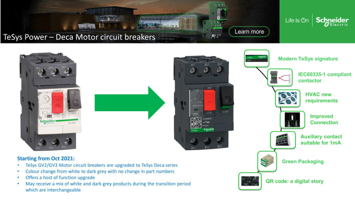 Interruttore automatico motore Schneider Electric GV2P20, 13-18A, protezione tripolare magnetotermica per pompe, compressori e utensili elettrici.