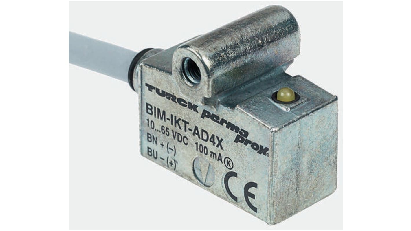 Turck BIM-IKT-AD4X, sensore induttivo a parallelepipedo, alimentazione 10-65 V c.c., IP67, dimensioni 30x14.6x17 mm.