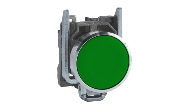 Pulsante SPST verde Schneider Electric XB4BA31, montaggio a pannello, diametro 22 mm, protezione IP66/IP67/IP69K.