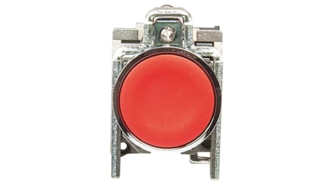 Pulsante rotondo rosso Schneider Electric XB4BA42, montaggio a pannello, grado di protezione IP66/IP67, 22 mm.