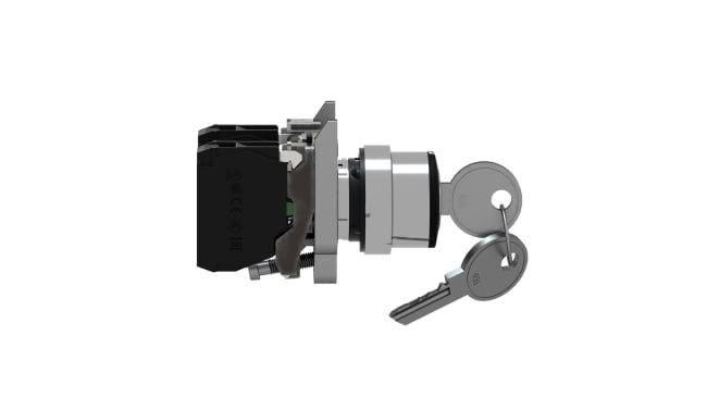 Interruttore a chiave Schneider Electric XB4BG33, 3 posizioni, montaggio a pannello, grado di protezione IP66/IP67/IP69K.