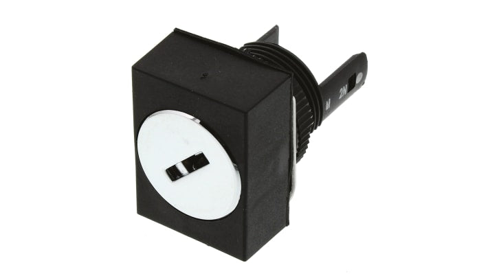 Interruttore a chiave Omron A165KJ2ML2, DPDT 2 posizioni, IP65, diametro foratura 16 mm, corrente 5 A a 125 V, angolo 90 gradi.