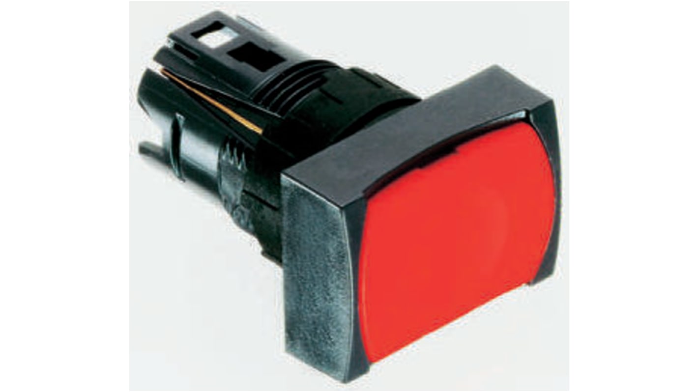 Attuatore pulsante rettangolare illuminato rosso Schneider Electric, serie Harmony XB6, montaggio a pannello, IP65, diametro foro 16 mm.