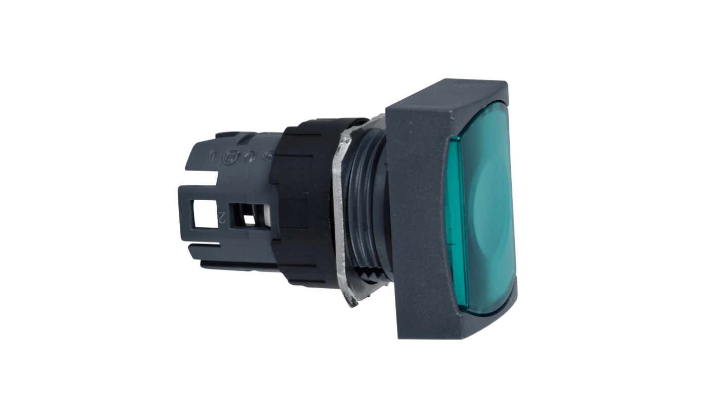 Attuatore pulsante Schneider Electric ZB6DW3, rettangolare, illuminato, verde, montaggio a pannello, IP65, diametro foro 16 mm.