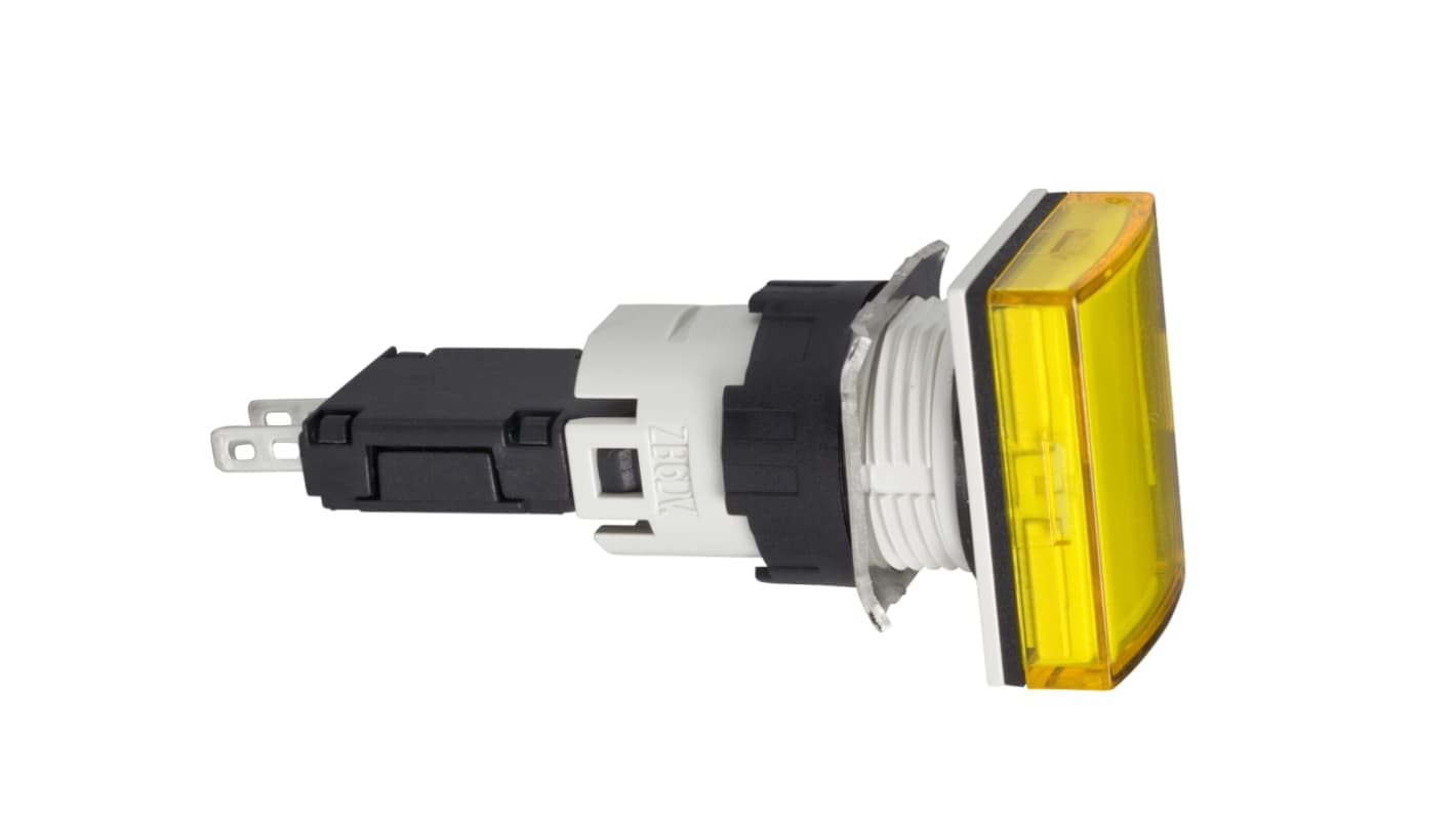 Luce pilota LED gialla Schneider Electric XB6DV5BB, montaggio a pannello, diametro foro 16mm, grado di protezione IP65.