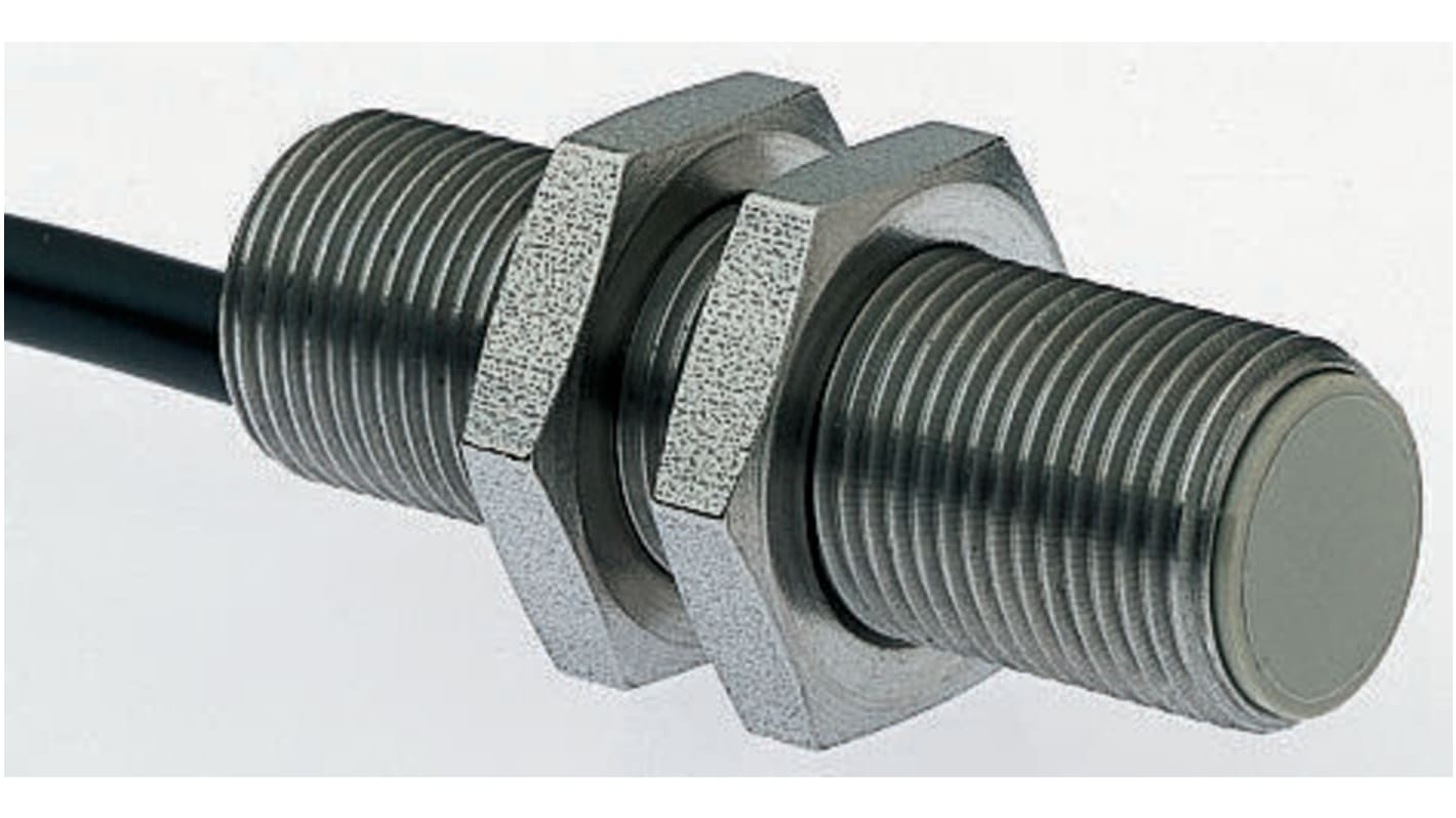 Sensore di prossimità cilindrico NPN Omron E2AS18KS08WPC12M, rilevamento 8 mm, corpo in acciaio inox, IP67, 12-24 V c.c.