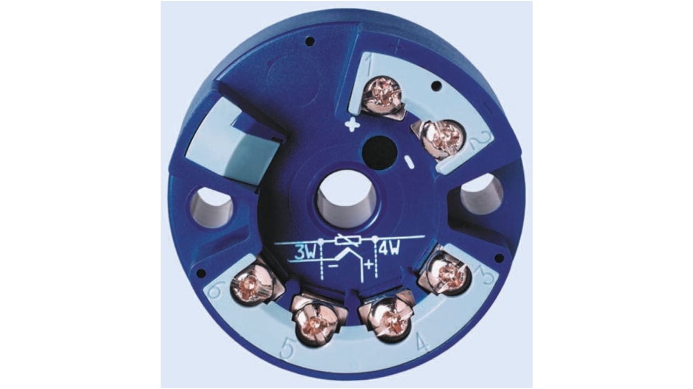 Trasmettitore di temperatura Jumo 707015/888-888-888/000, ingresso PT100, alimentazione 8-30 V cc, installazione testa forma B.