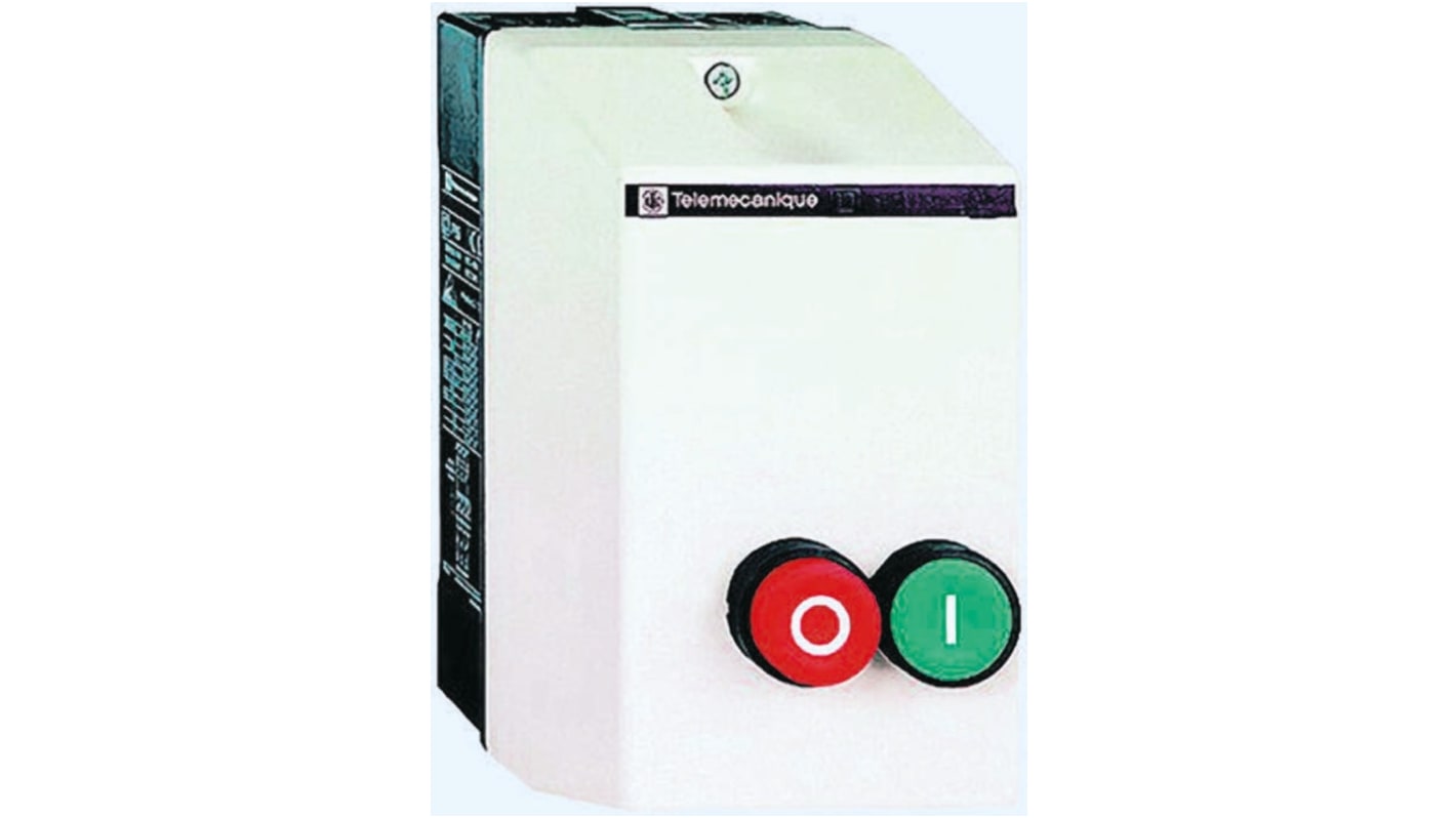 Starter DOL automatico Schneider Electric LE1D35U7, potenza 18,5 kW, tensione 240 V, IP65, dimensioni 201x101x153,5 mm, richiede relè di sovraccarico.