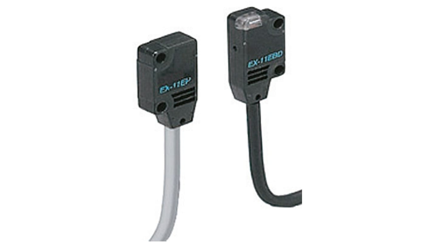 Sensore fotoelettrico Panasonic EX-11EB-PN, rettangolare, rilevamento 150 mm, uscita PNP, IP67, montaggio flessibile.