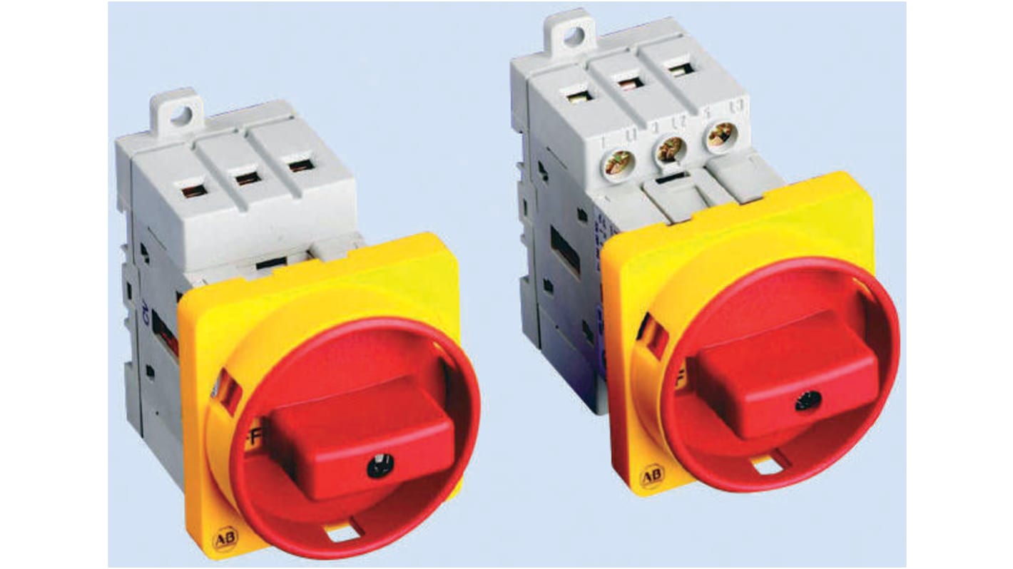 Interruttore di isolamento Allen Bradley 194E-A16-1756, 6 poli, 16 A, IP66, dimensioni 70x36x80 mm, temperatura -25°C/+60°C.