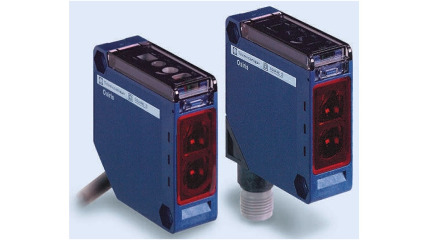 Sensore fotoelettrico Telemecanique Sensors XUK0ARCTL10, compatto 50x50 mm, multimodale, rilevamento fino a 30 m, IP65.