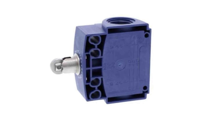 Interruttore di fine corsa Telemecanique Sensors XCKT2102P16, stantuffo NO/NC, 240V, IP66/IP67, dimensioni 58x51x30mm.