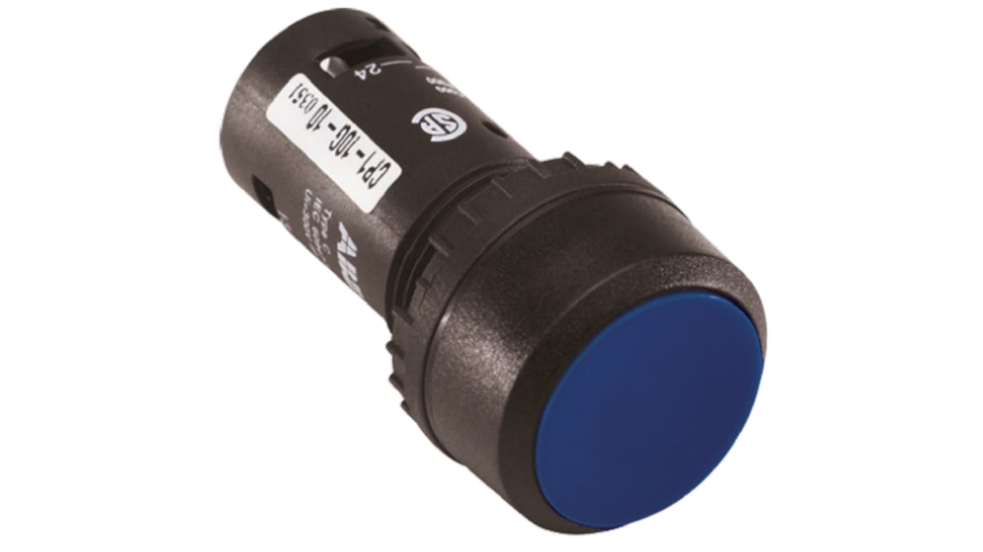 Pulsante SPDT ABB 1SFA619101R1074 CP2-10L-11, montaggio a pannello, protezione IP69K, colore blu, temperatura operativa -25/+70°C.