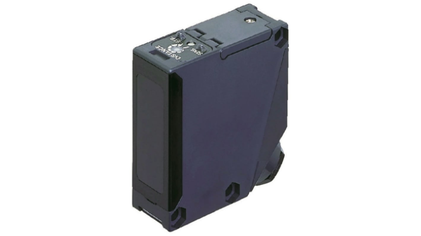 Sensore fotoelettrico Panasonic EQ-502T, rettangolare a diffusione, rilevamento 100 mm-1 m, uscita relè, IP67.