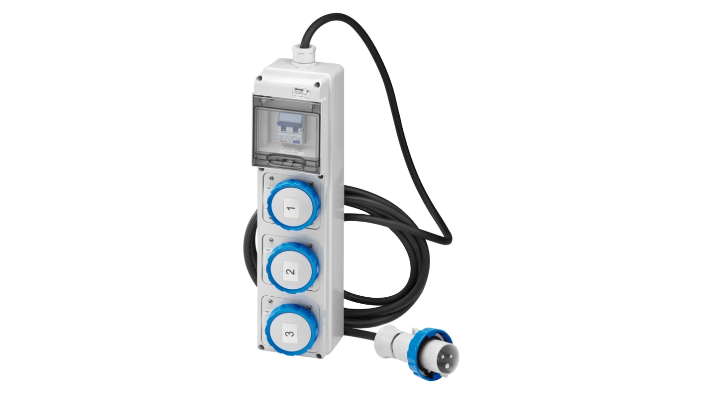 Quadro per cantiere Gewiss GW68217N - 3 prese 230V, interruttore differenziale, cavo H07RN-F - IP55. Soluzione ideale per installazioni mobili.