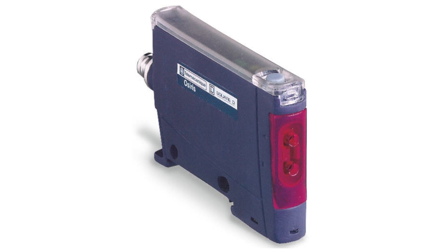 Sensore per fibre ottiche PNP Telemecanique Sensors XUDA2PSML2, alimentazione 12-24 V c.c., IP65, dimensioni 65 x 40 x 10 mm.