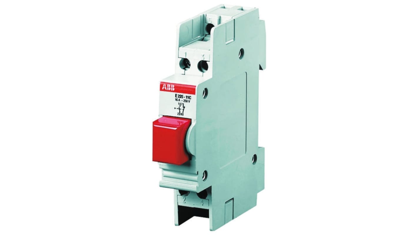Pulsante ABB 16A, 250V ca, serie E225, con 1 contatto normalmente aperto e 1 normalmente chiuso, codice 2CCA703152R0001 E215-16-11D.