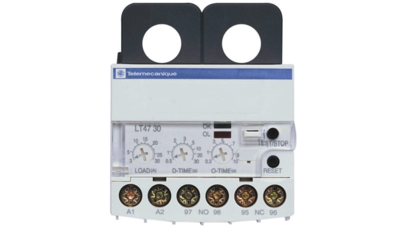 Relè di sovraccarico Schneider Electric LT4760BS, 1 NO + 1 NC, 60 A, montaggio diretto, dimensioni 67,5 x 45 x 77,2 mm.