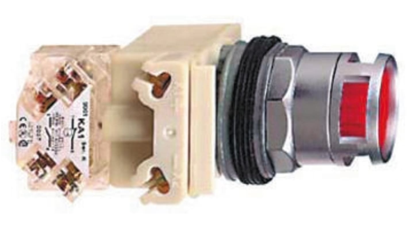 Pulsante SPDT illuminato Schneider Electric, montaggio a pannello, diametro 30mm, colore verde, protezione IP66.
