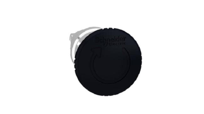 Pulsante a fungo nero ZB4BS52 di Schneider Electric - Harmony XB4. Attuazione a rotazione per sicurezza industriale. IP69K, 500.000 cicli. Ideale per camere bianche, supermercati, nastri trasportatori.