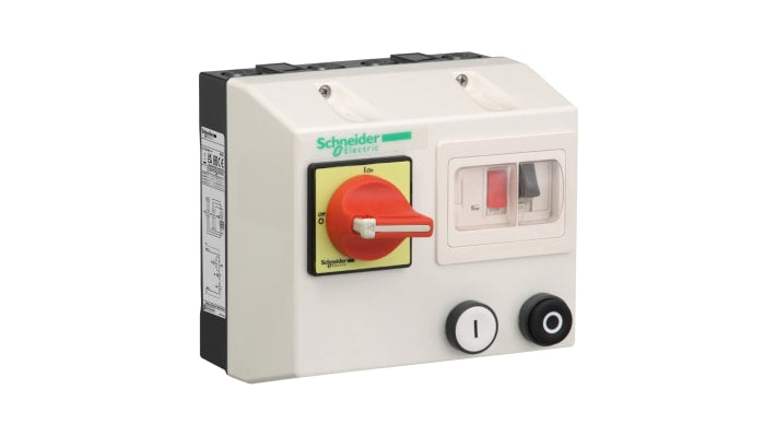 Starter DOL automatico Schneider Electric LG1K095Q714, 4 kW, 440 V, IP67, dimensioni 165x175x165 mm, adatto per applicazioni industriali.