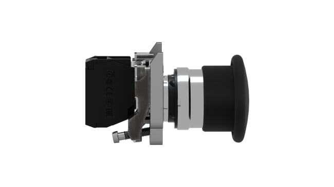 Pulsante a fungo Schneider Electric XB4BC21, SPST, montaggio a pannello, diametro 22 mm, protezione IP66/IP69K, attivazione momentanea.