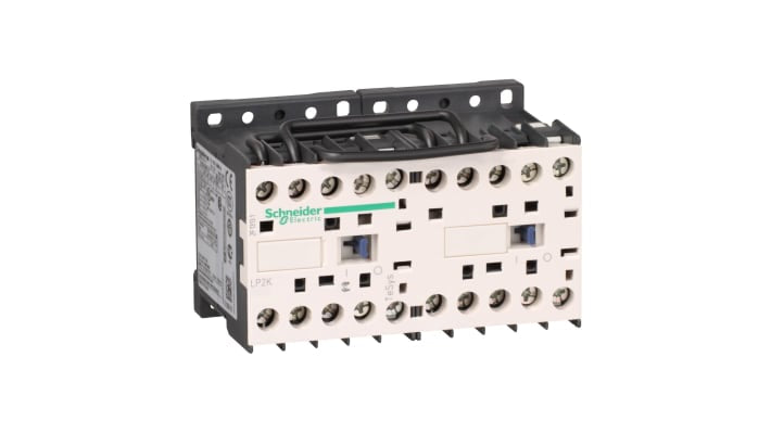 Teleinvertore reversibile Schneider Electric LP2K0610BD, 3 poli, 3 kW, 24 V c.c., dimensioni 58x90x57 mm.