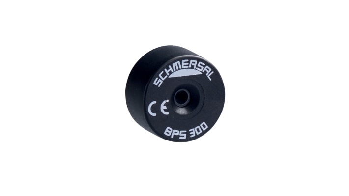 Interruttore di sicurezza senza contatto Schmersal BPS 300, grado di protezione IP67, dimensioni 44 mm x 45 mm, attuatore magnetico.