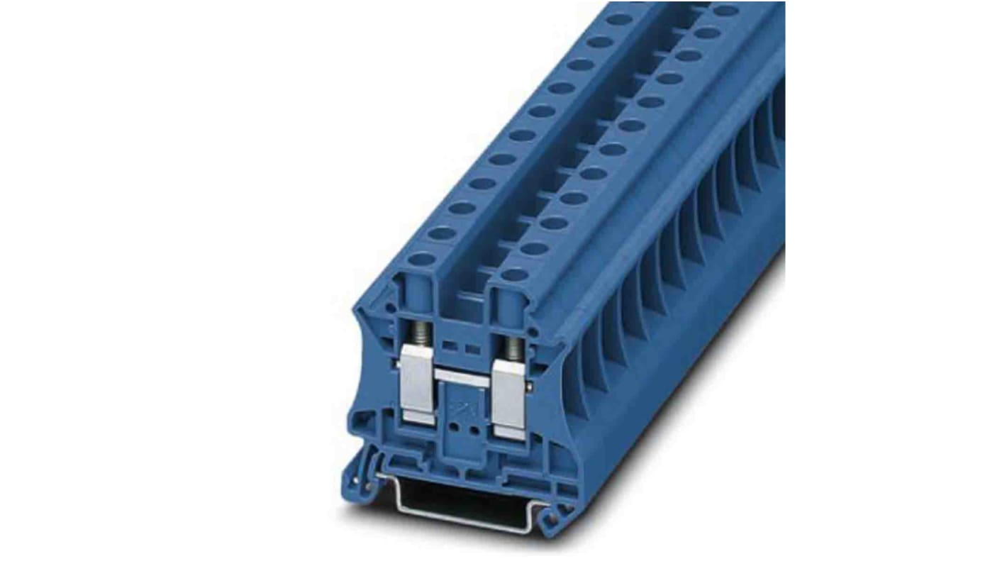 Morsettiera passante UT Phoenix Contact 3044188, Blu, livello Singolo. Alta resistenza alle leghe di rame, collegamento multiconduttore, nessuna manutenzione necessaria. Compatibile con CLIPLINE.