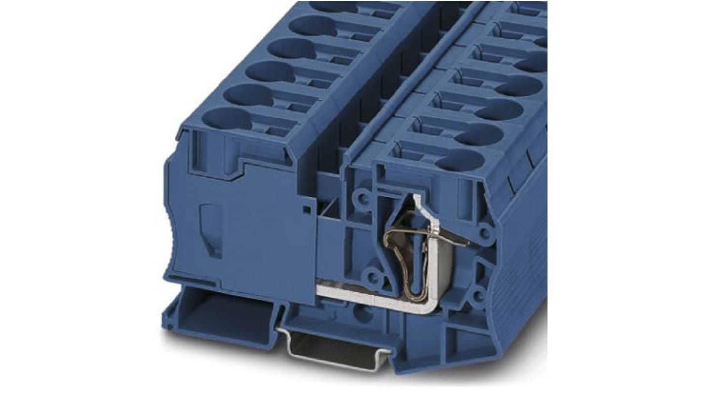 Morsettiera con fusibile ST 4-FSI/C Phoenix Contact 3036181 - Guida DIN, 125A, blu. Tecnologia a molla, fusibile integrato e protezione ottimale per applicazioni ferroviarie.
