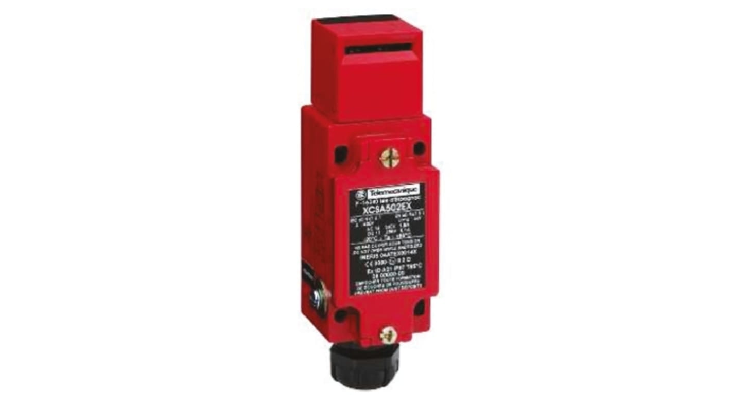 Interruttore di interblocco di sicurezza a chiave Telemecanique Sensors XCSA502EX, 2NA/1NC, IP67, dimensioni 40 x 44 x 113,5 mm.