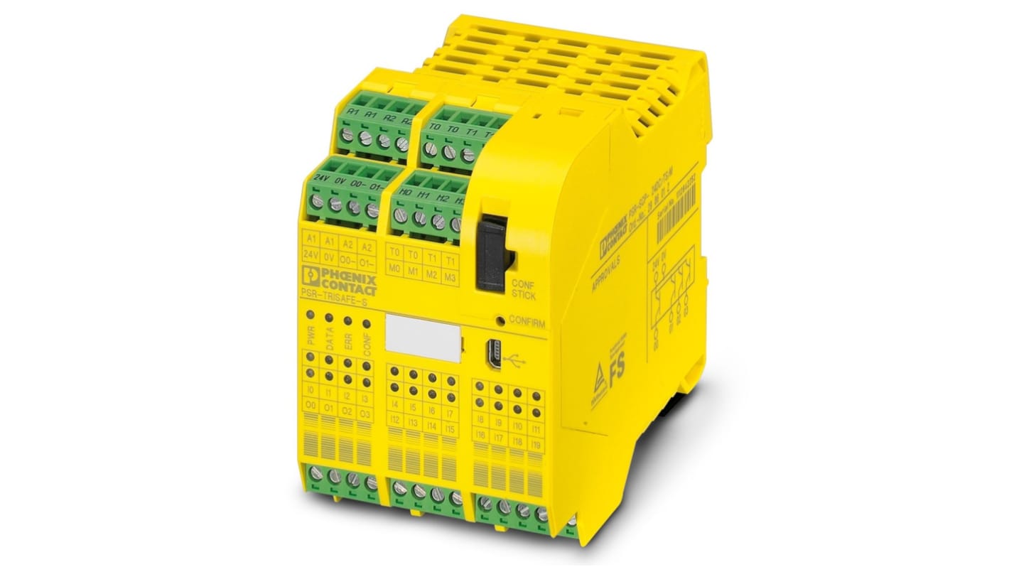 Controller di sicurezza Phoenix Contact 2986229, 20 ingressi, 6 uscite, dimensioni 112 x 22,5 x 114,5 mm, grado di protezione IP20/IP54.