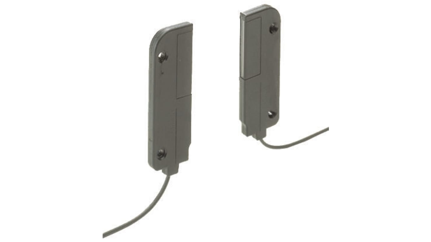 Omron E32-T16W, sensore a fibre ottiche IP50, rilevamento fino a 2300 mm, montaggio semplice, dimensioni 69 x 5 x 23 mm.