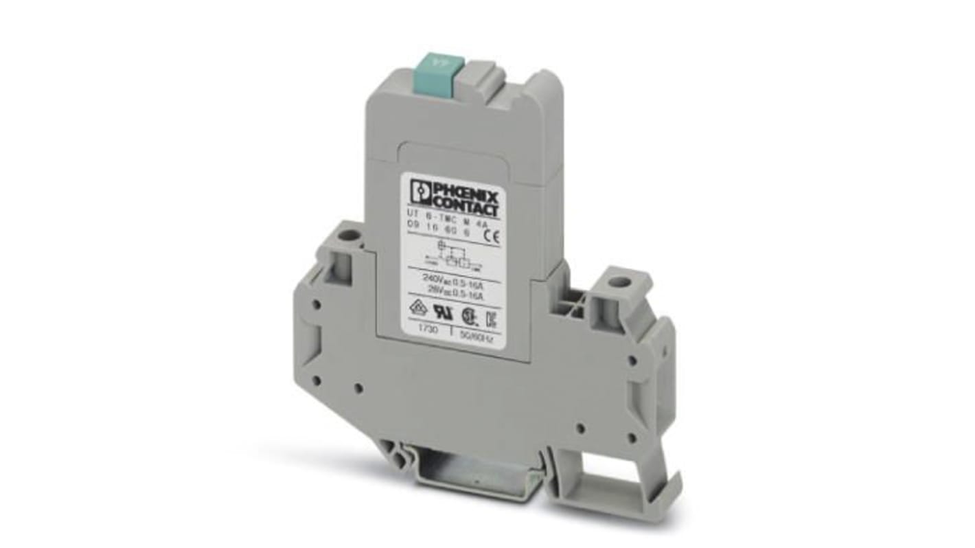 Interruttore termico Phoenix Contact UT 6-TMC, 4A, 250V, 1 polo, 12,3mm larghezza, marcature chiare - Ideale per sistemi CLIPLINE.