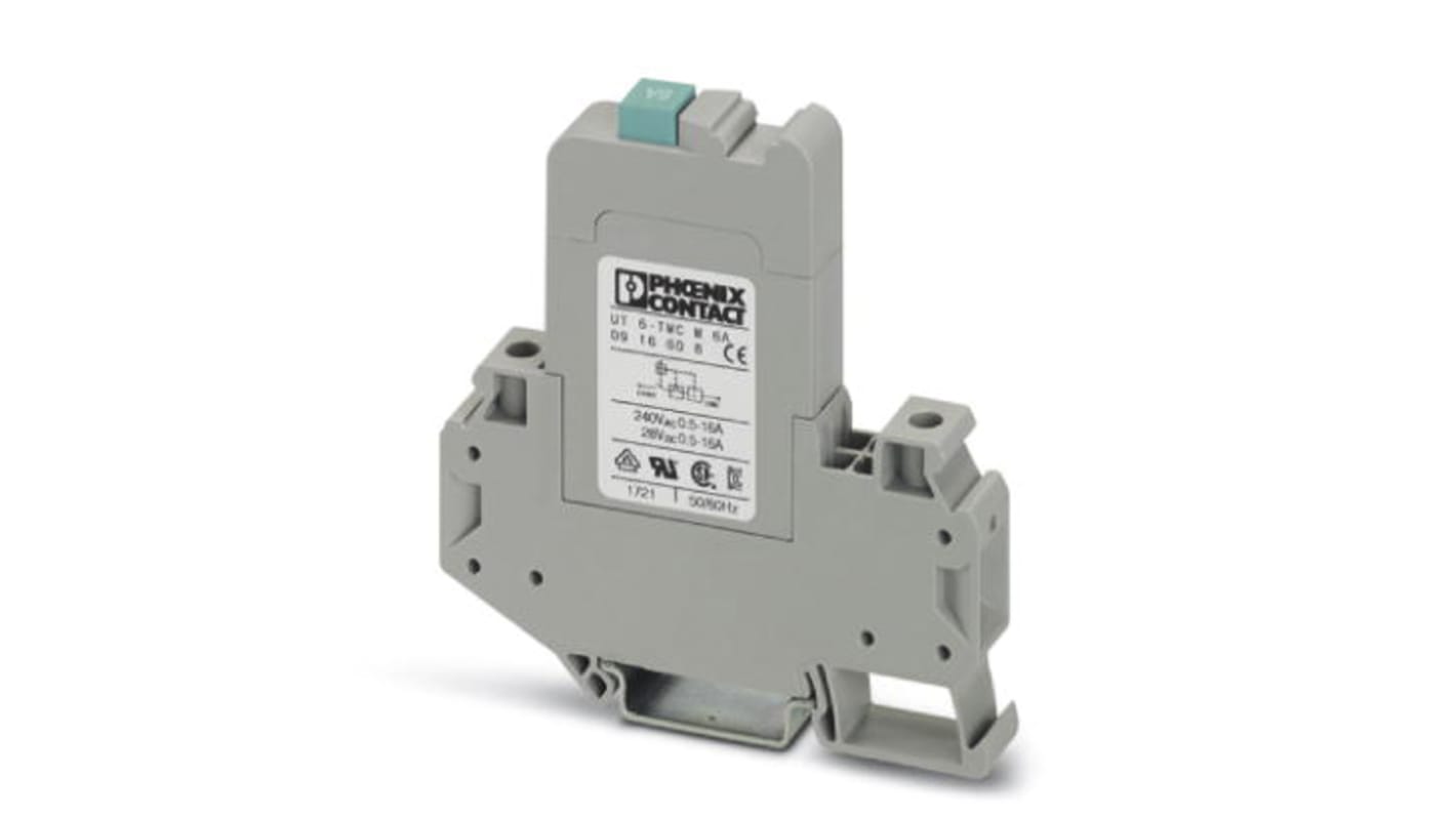 Interruttore termico Phoenix Contact UT 6-TMC, 6A, 250V, 1 polo, marcatura ampia. Alta disponibilità e facile integrazione nel sistema CLIPLINE.