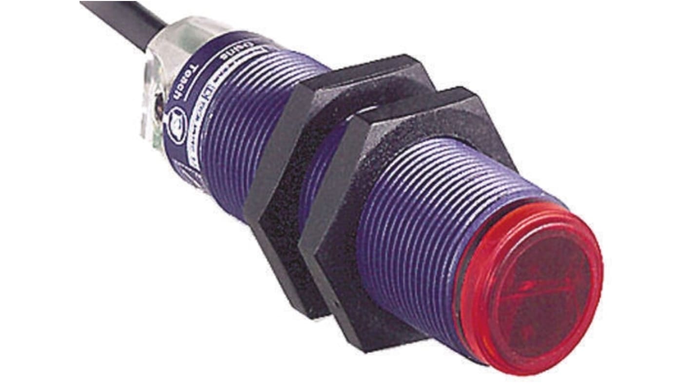 Sensore fotoelettrico cilindrico Telemecanique Sensors XUB5APBNL2, rilevamento diffuso fino a 600 mm, uscita PNP, IP65/IP67.