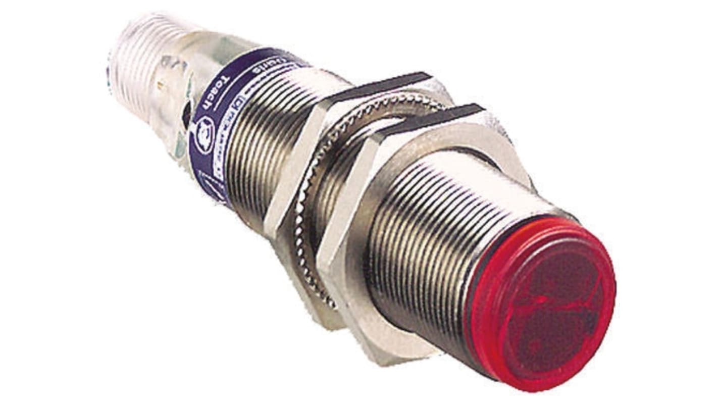 Sensore fotoelettrico cilindrico Telemecanique Sensors XUB2BPBNM12R: rilevamento 15 m, uscita PNP, ideale per industria e movimentazione materiali.