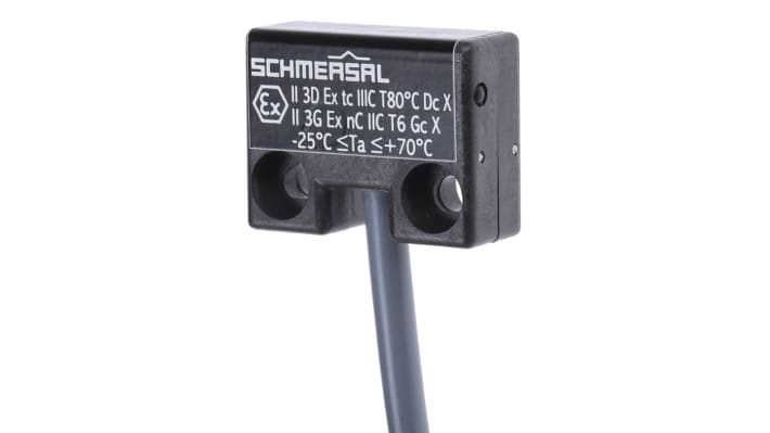 Interruttore di sicurezza Schmersal BNS250, magnetico, 24V cc, IP67, dimensioni 33mm x 50mm x 13mm, certificato ATEX.